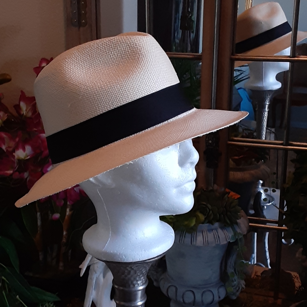 MONTICRISTI, Hand Woven genuine Banded Panama, Hat L or Size 57